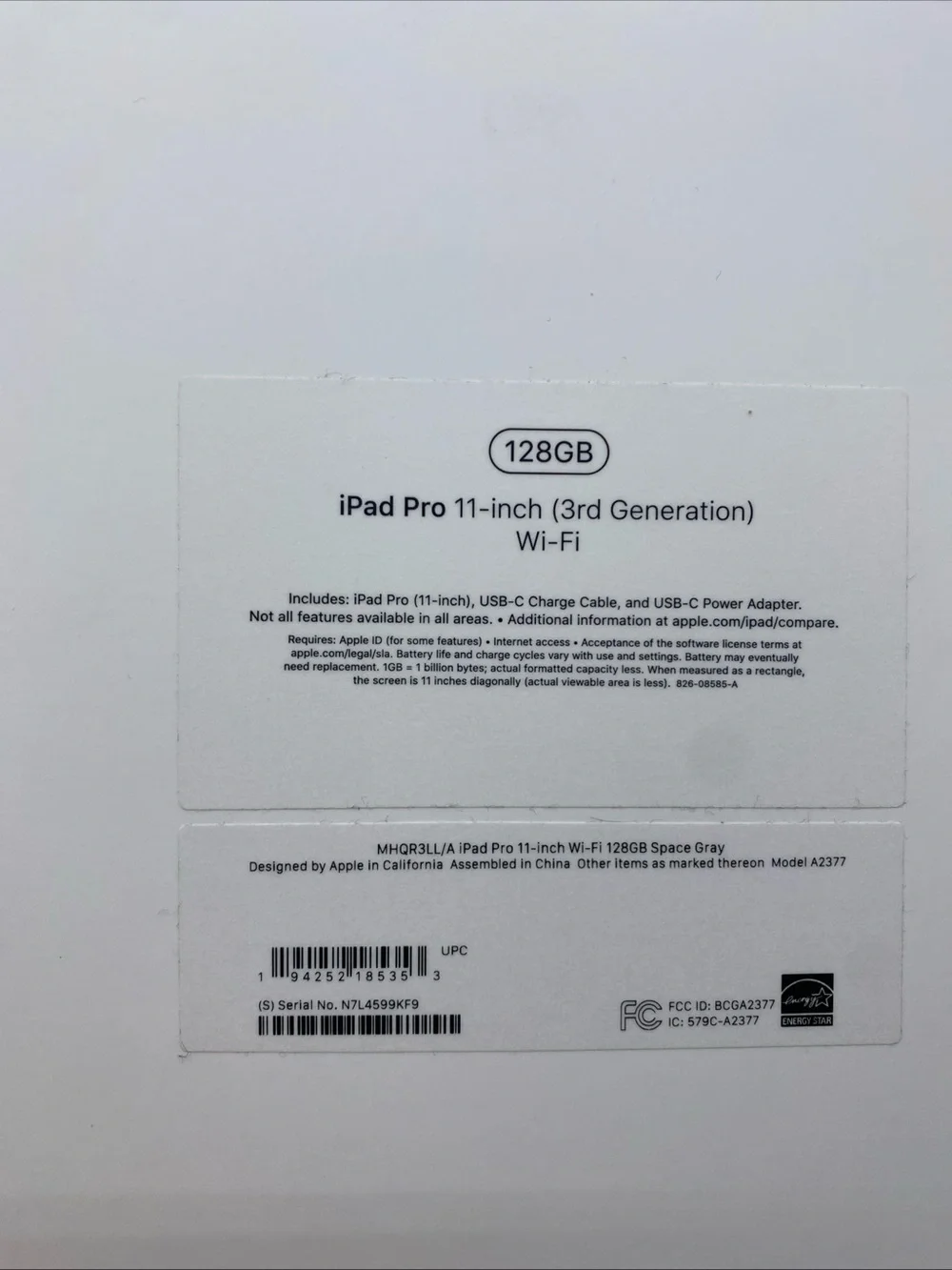 Empty Box for Apple iPad Pro 3rd Gen. 11'' Wi-Fi 256GB Empty box stickers